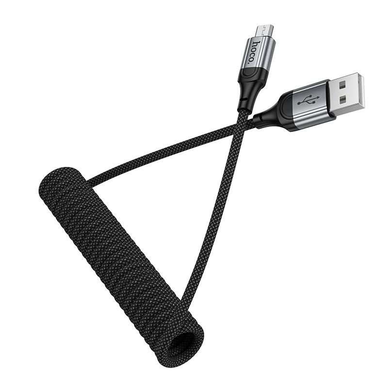 hoco X121 Nuevo Charging USB-A to Micro Spring Braided Data Cable(Black)