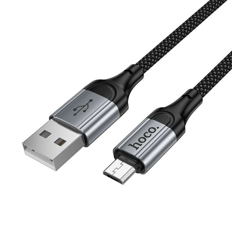 hoco X121 Nuevo Charging USB-A to Micro Spring Braided Data Cable(Black)