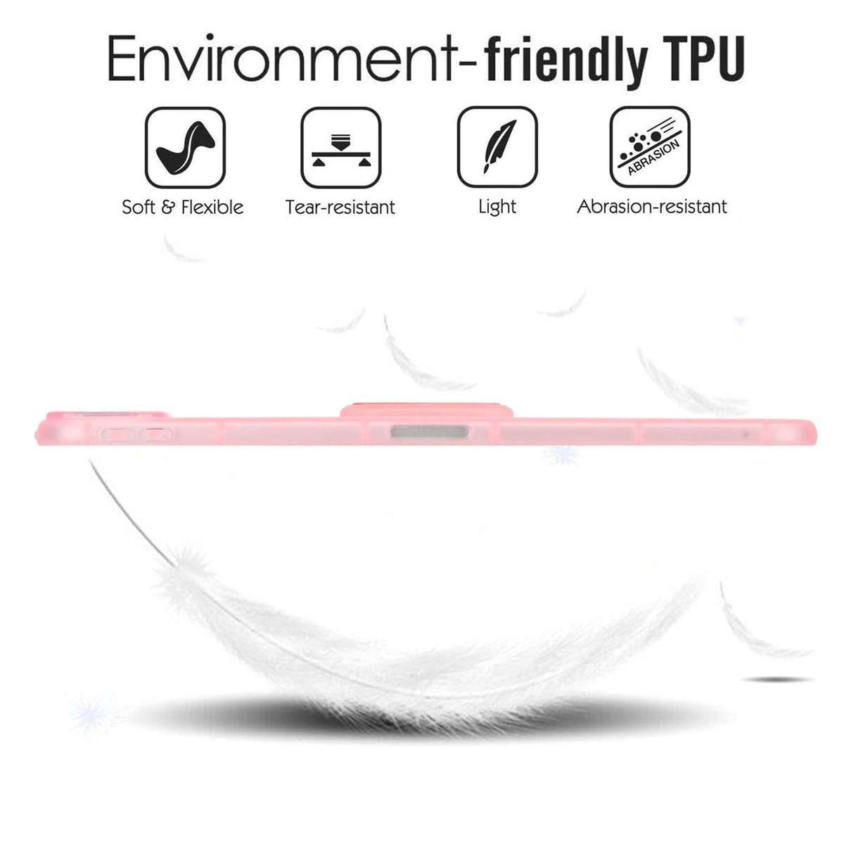 For iPad Pro 11 2022 / 2021 / 2020 Semi-Transparent TPU Shockproof Tablet Case with Holder(Pink)