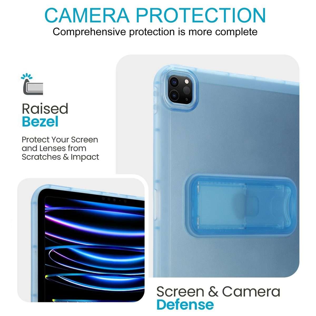 For iPad Pro 11 2022 / 2021 / 2020 Semi-Transparent TPU Shockproof Tablet Case with Holder(Blue)