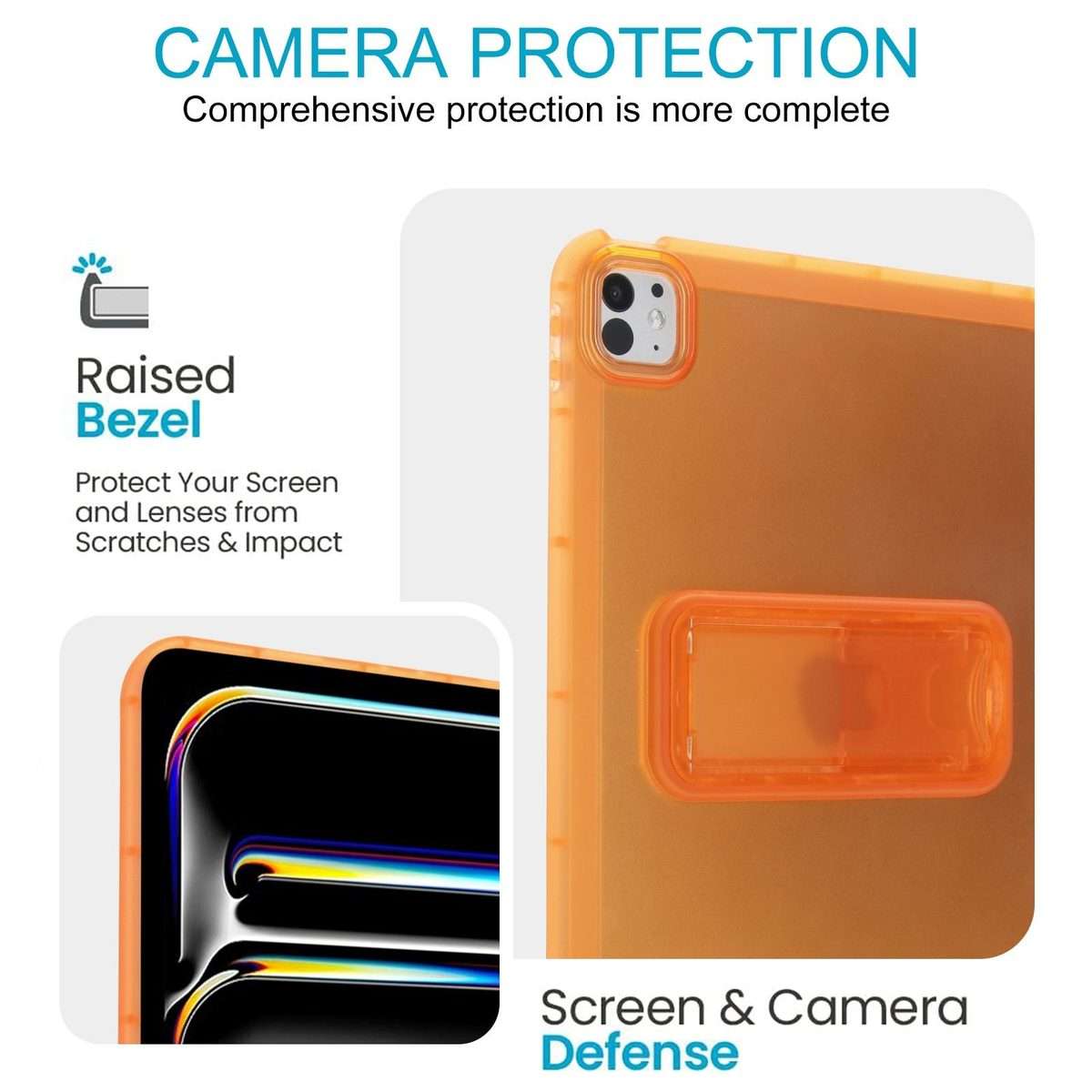 For iPad Pro 11 2025 / 2024 Semi-Transparent TPU Shockproof Tablet Case with Holder(Orange)