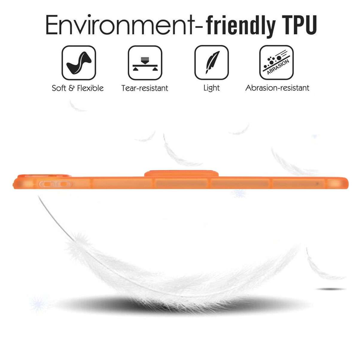 For iPad Pro 11 2025 / 2024 Semi-Transparent TPU Shockproof Tablet Case with Holder(Orange)