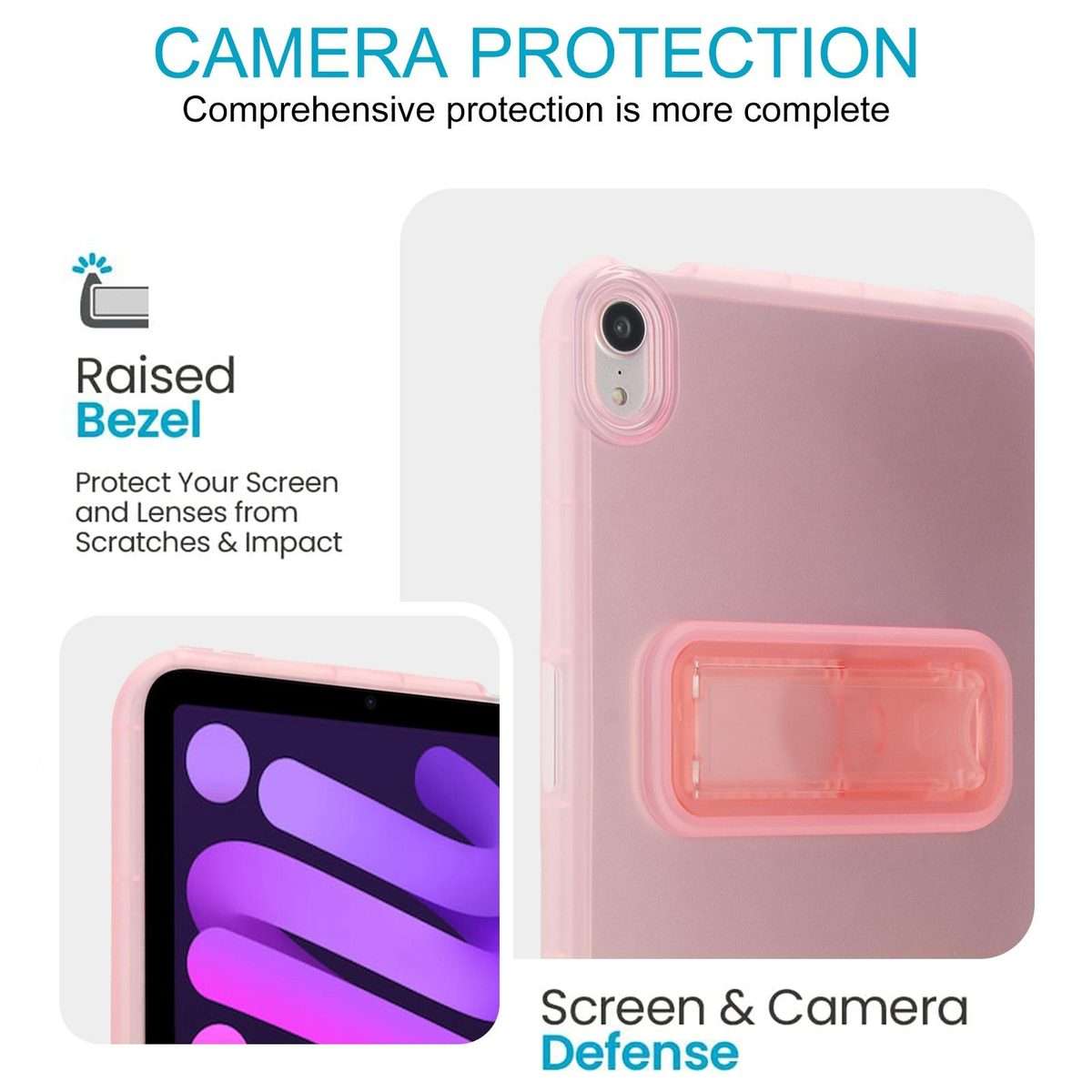 For iPad mini 6 / mini 2024 Semi-Transparent TPU Shockproof Tablet Case with Holder(Pink)