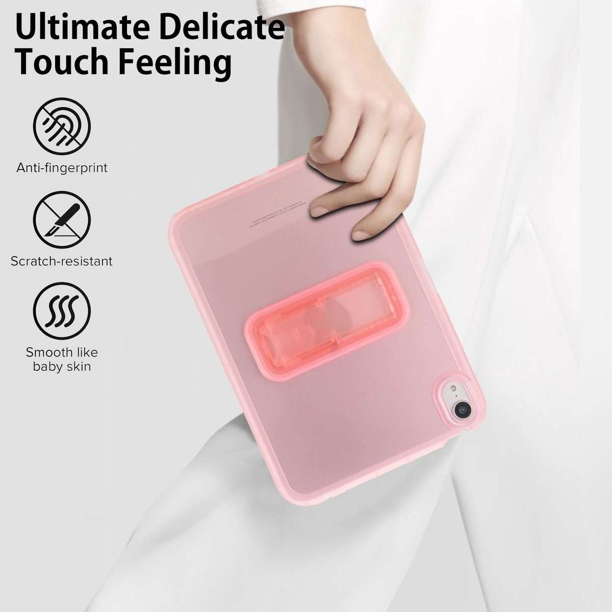 For iPad mini 6 / mini 2024 Semi-Transparent TPU Shockproof Tablet Case with Holder(Pink)