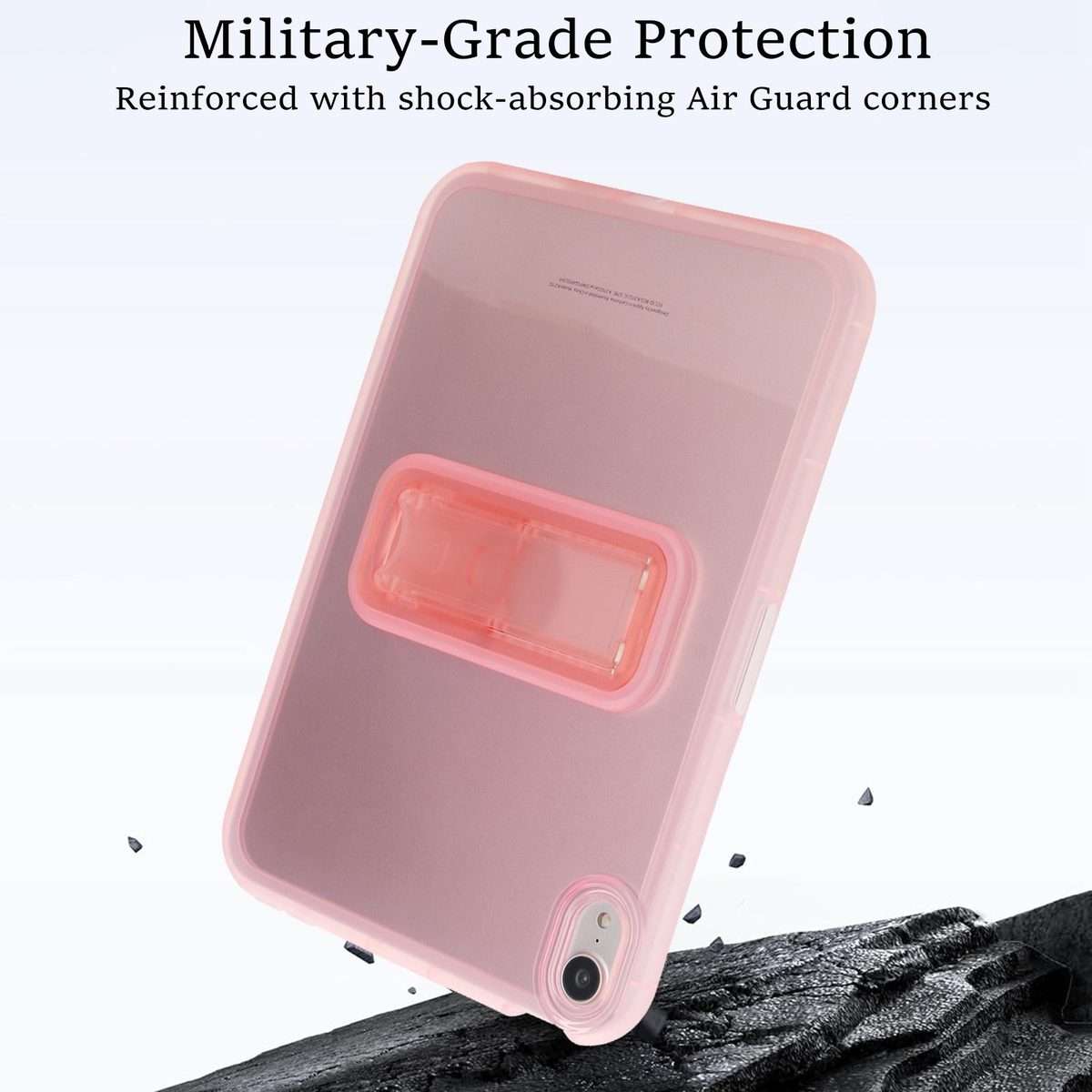 For iPad mini 6 / mini 2024 Semi-Transparent TPU Shockproof Tablet Case with Holder(Pink)