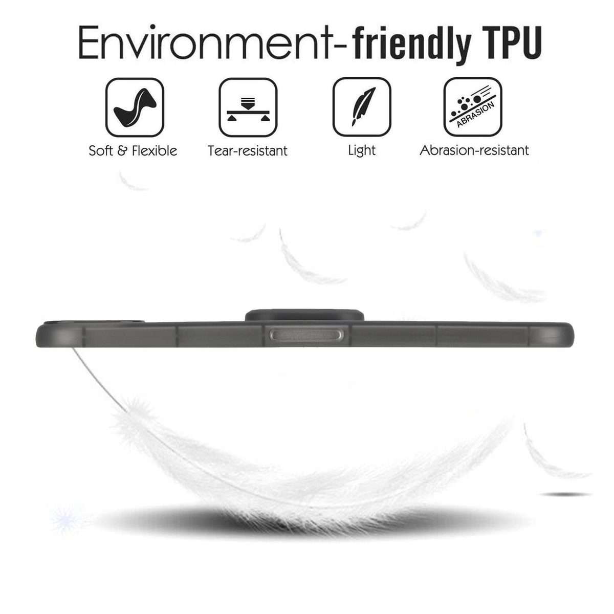 For iPad mini 6 / mini 2024 Semi-Transparent TPU Shockproof Tablet Case with Holder(Black)