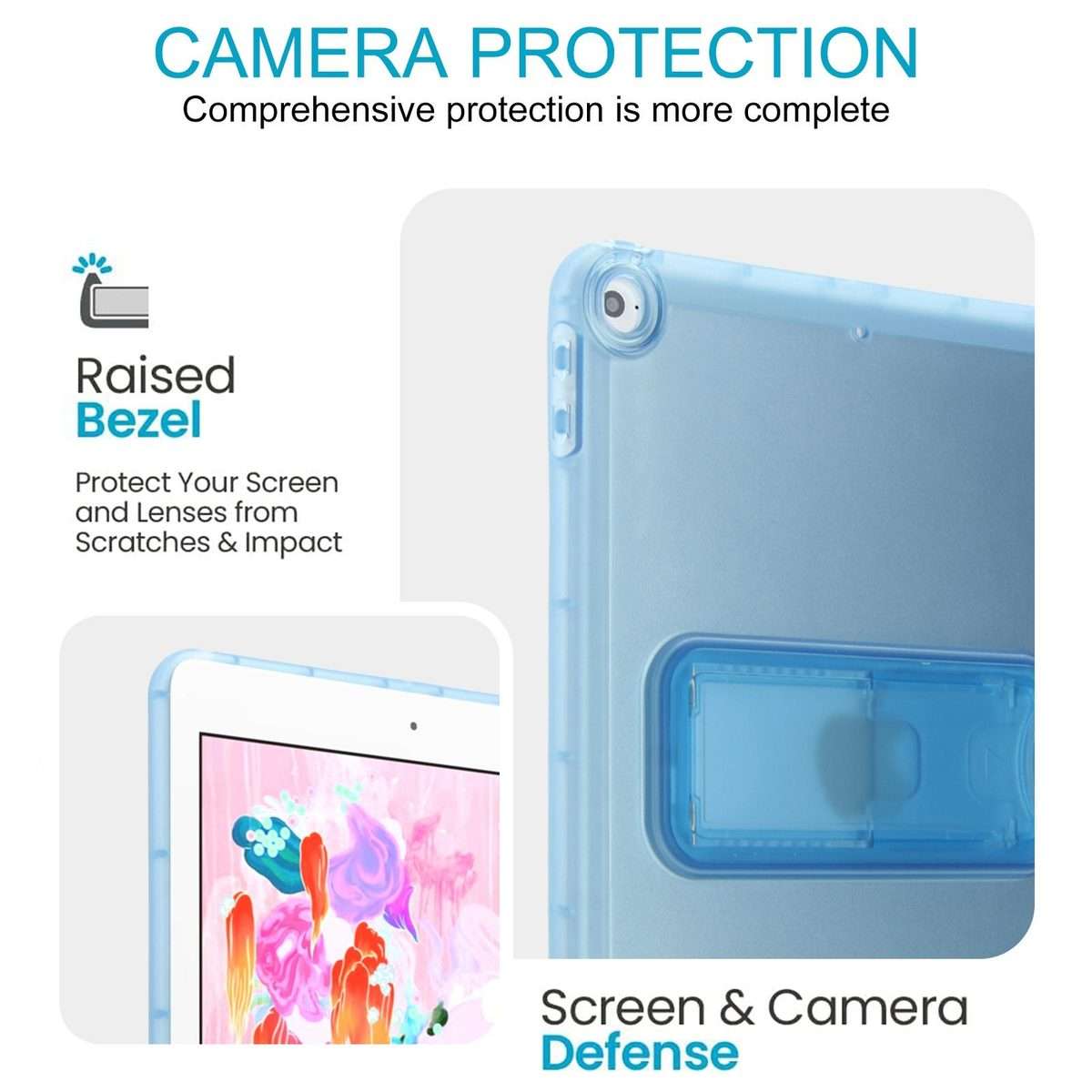 For iPad Air / Air 2 / 9.7 2017 / 2018 Semi-Transparent TPU Shockproof Tablet Case with ... (Blue)