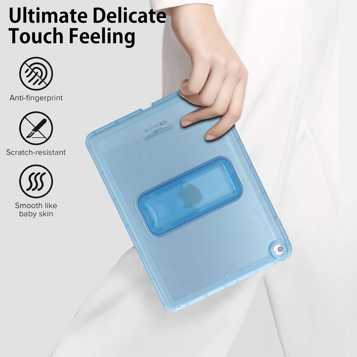 For iPad Air / Air 2 / 9.7 2017 / 2018 Semi-Transparent TPU Shockproof Tablet Case with ... (Blue)