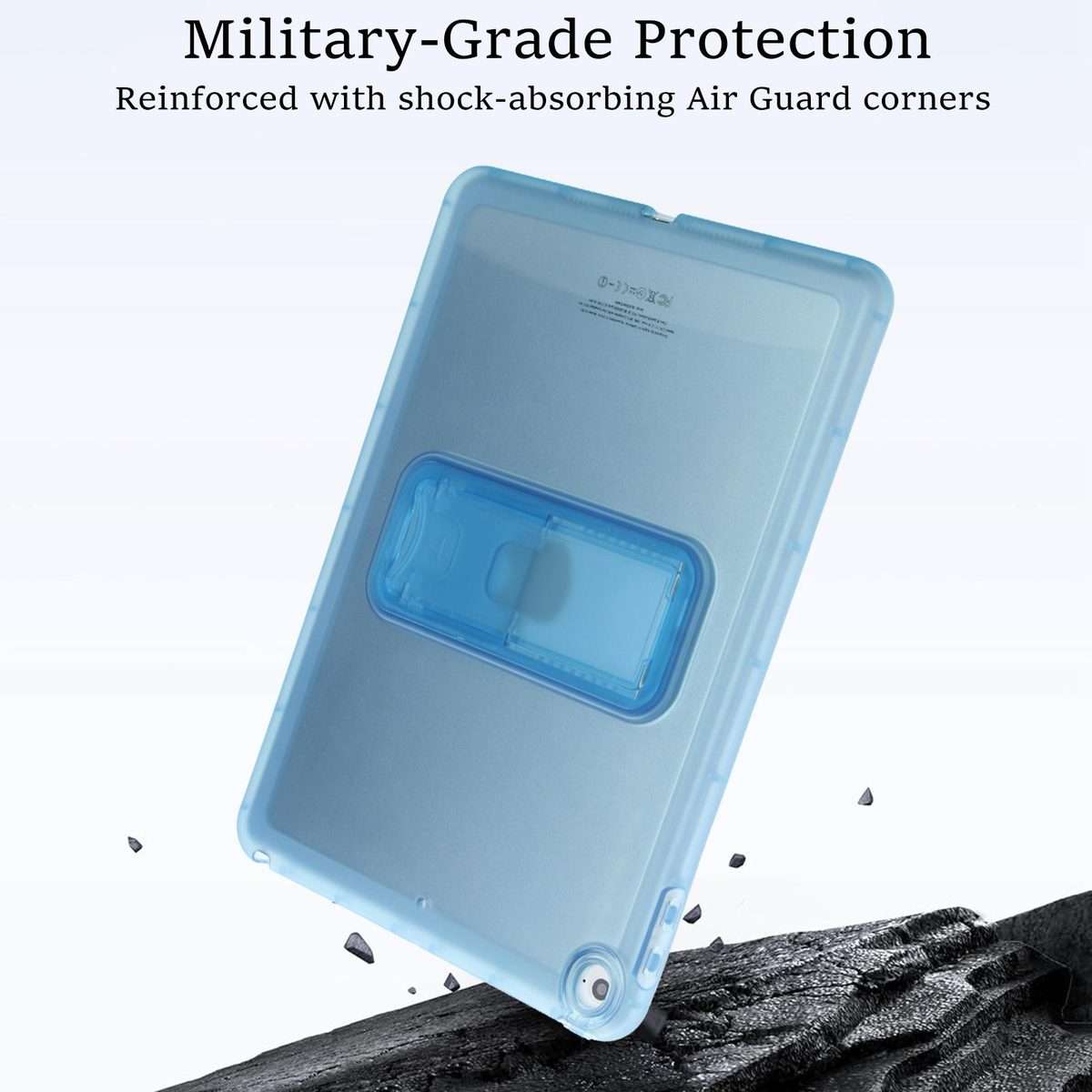 For iPad Air / Air 2 / 9.7 2017 / 2018 Semi-Transparent TPU Shockproof Tablet Case with ... (Blue)