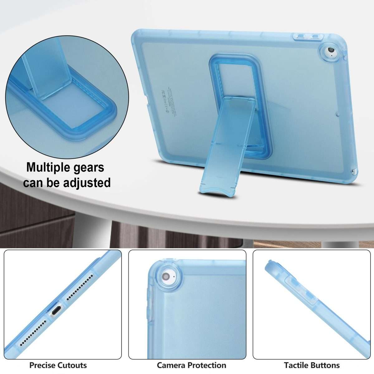 For iPad Air / Air 2 / 9.7 2017 / 2018 Semi-Transparent TPU Shockproof Tablet Case with ... (Blue)