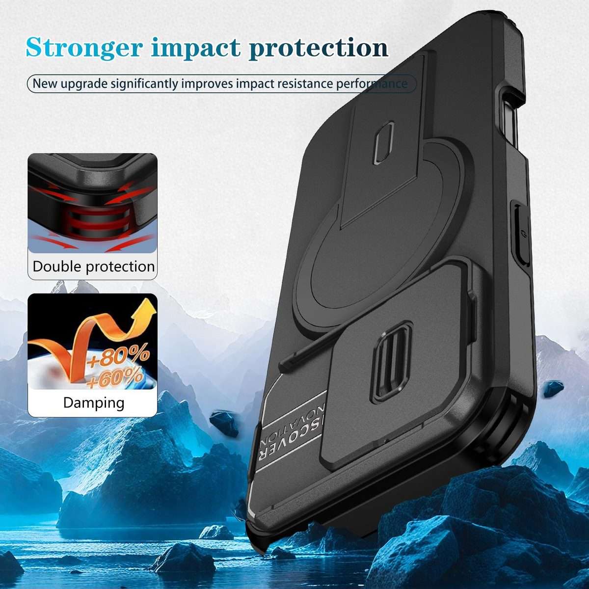For iPhone 16 Pro Sliding Camshield MagSafe Holder Phone Case(Black)