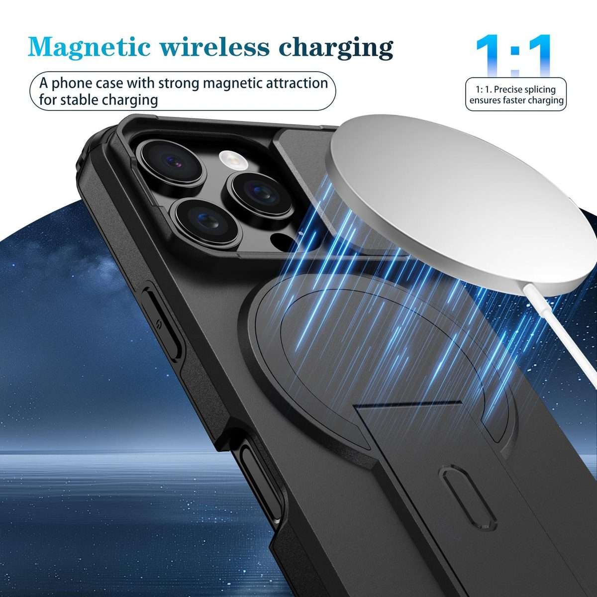 For iPhone 16 Pro Sliding Camshield MagSafe Holder Phone Case(Black)