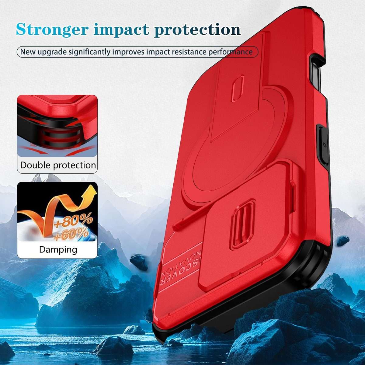 For iPhone 16 Pro Sliding Camshield MagSafe Holder Phone Case(Red)