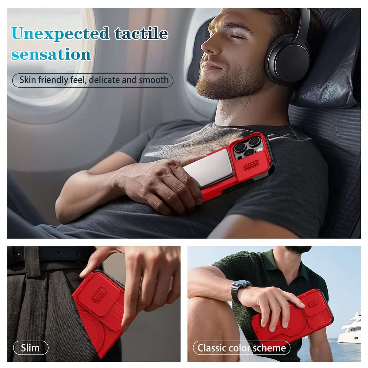 For iPhone 16 Pro Sliding Camshield MagSafe Holder Phone Case(Red)