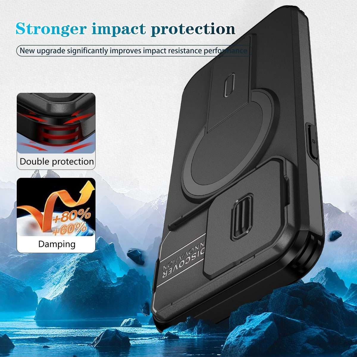 For iPhone 15 Pro Sliding Camshield MagSafe Holder Phone Case(Black)