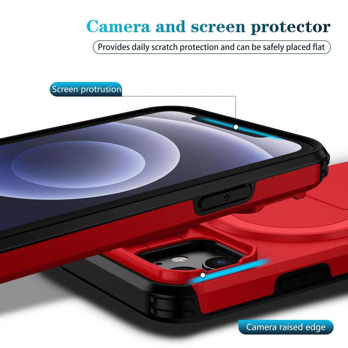For iPhone 12 Pro / 12 Sliding Camshield MagSafe Holder Phone Case(Red)