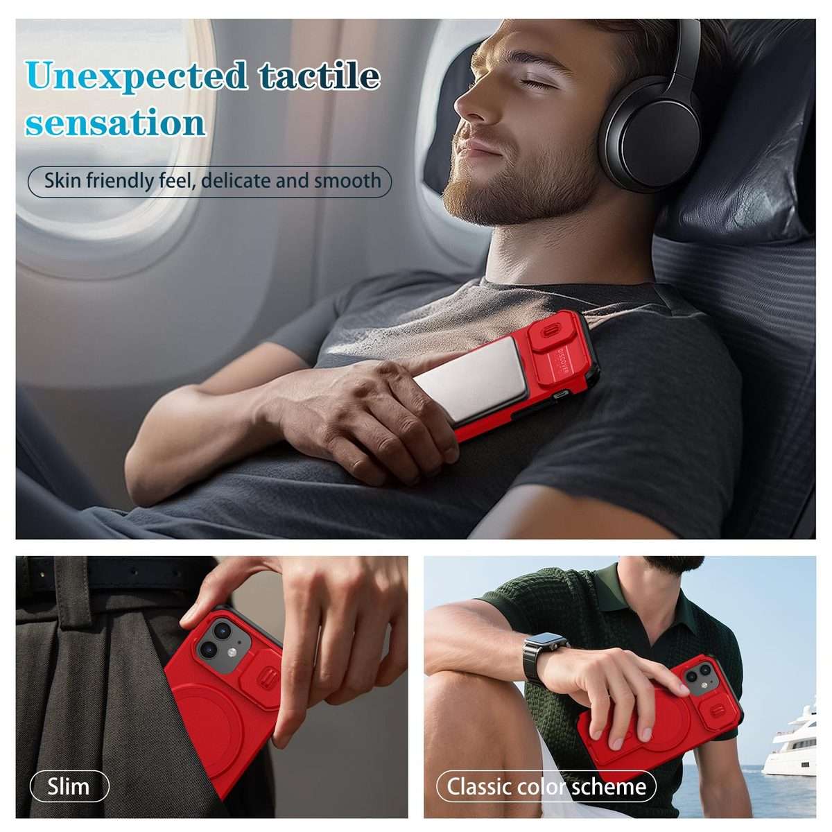 For iPhone 12 Pro / 12 Sliding Camshield MagSafe Holder Phone Case(Red)