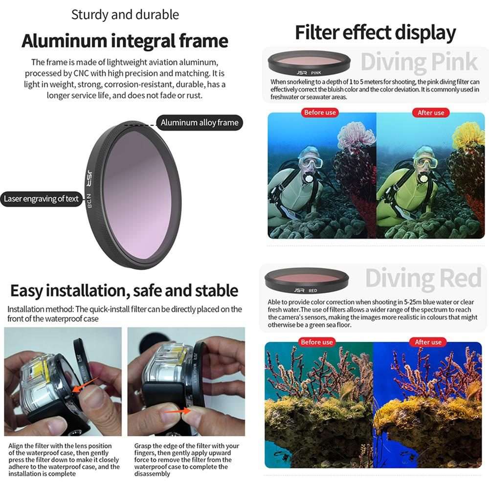 For Insta360 GO Ultra JSR Diving Filter for Waterproof Case, Filter:Red Filter