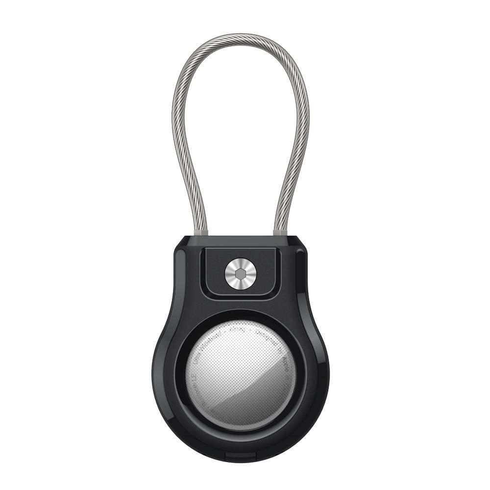 For AirTag 2nd Gen / AirTag 1st Gen Positioning Tracker Steel Wire Hook Waterproof Pro ... (Black)