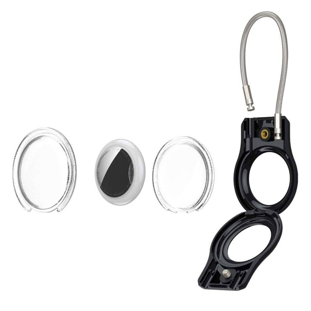 For AirTag 2nd Gen / AirTag 1st Gen Positioning Tracker Steel Wire Hook Waterproof Pro ... (Black)