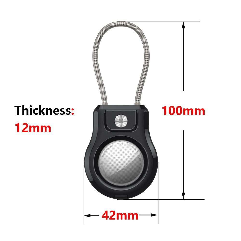 For AirTag 2nd Gen / AirTag 1st Gen Positioning Tracker Steel Wire Hook Waterproof Pro ... (Black)