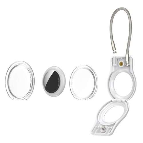 For AirTag 2nd Gen / AirTag 1st Gen Positioning Tracker Steel Wire Hook Waterproof Pro ... (White)