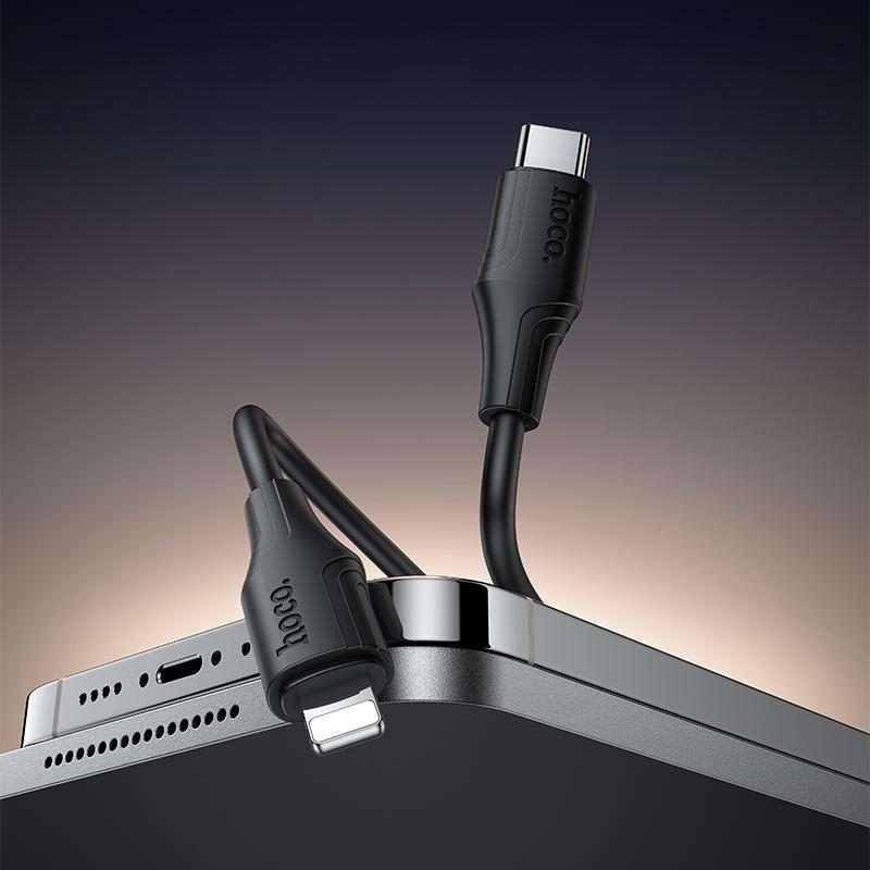 hoco X124 USB-C / Type-C to 8 Pin Bien PD27W Silicone Charging Data Cable, Length: 1m(Black)