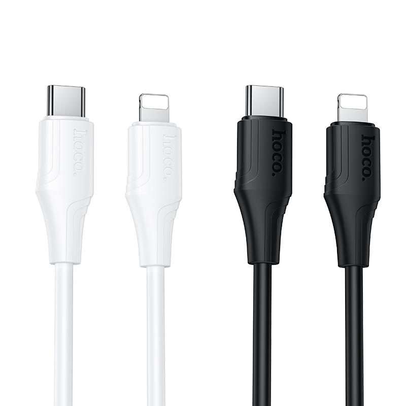 hoco X124 USB-C / Type-C to 8 Pin Bien PD27W Silicone Charging Data Cable, Length: 1m(White)