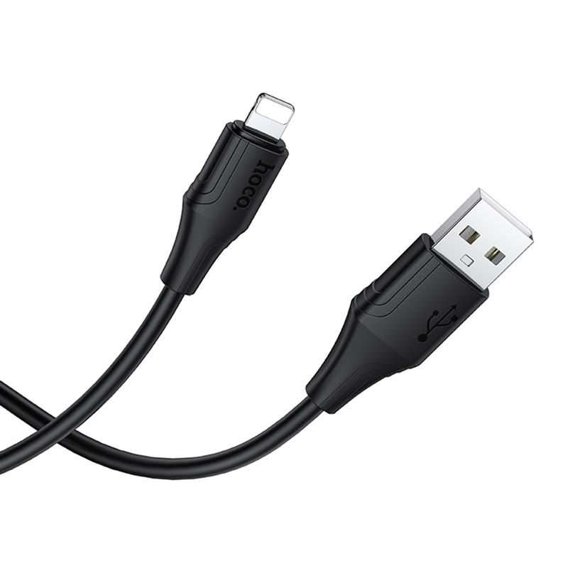 hoco X124 USB-A to 8 Pin Bien 2.4A Silicone Charging Data Cable, Length: 1m(Black)