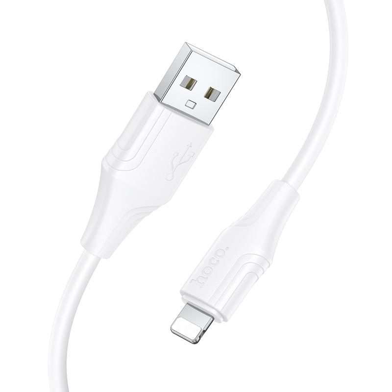 hoco X124 USB-A to 8 Pin Bien 2.4A Silicone Charging Data Cable, Length: 1m(White)
