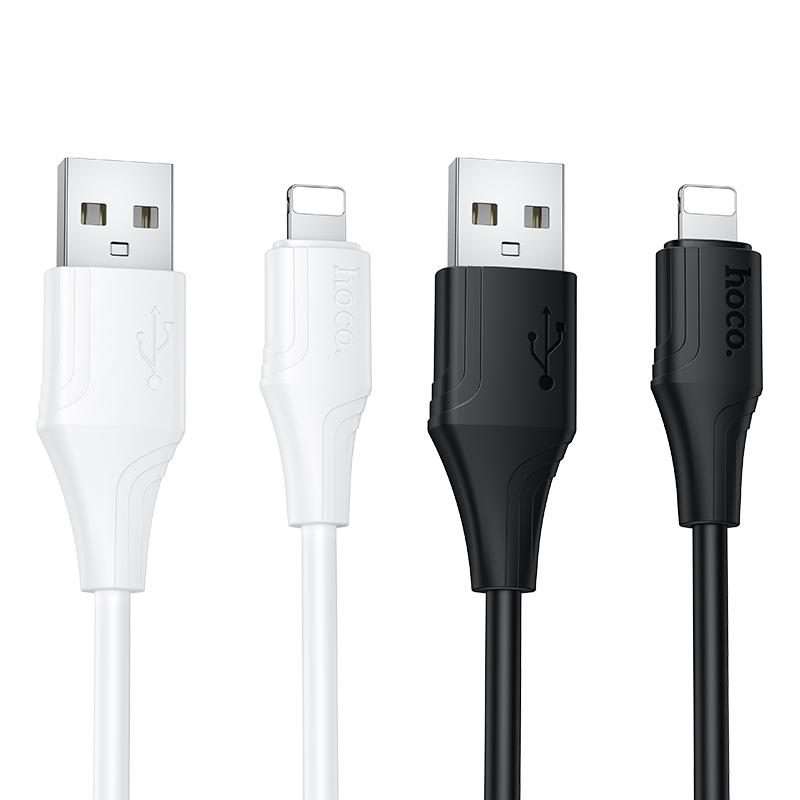 hoco X124 USB-A to 8 Pin Bien 2.4A Silicone Charging Data Cable, Length: 1m(White)