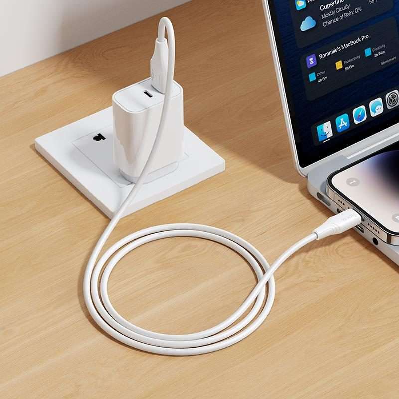 hoco X124 USB-A to 8 Pin Bien 2.4A Silicone Charging Data Cable, Length: 1m(White)