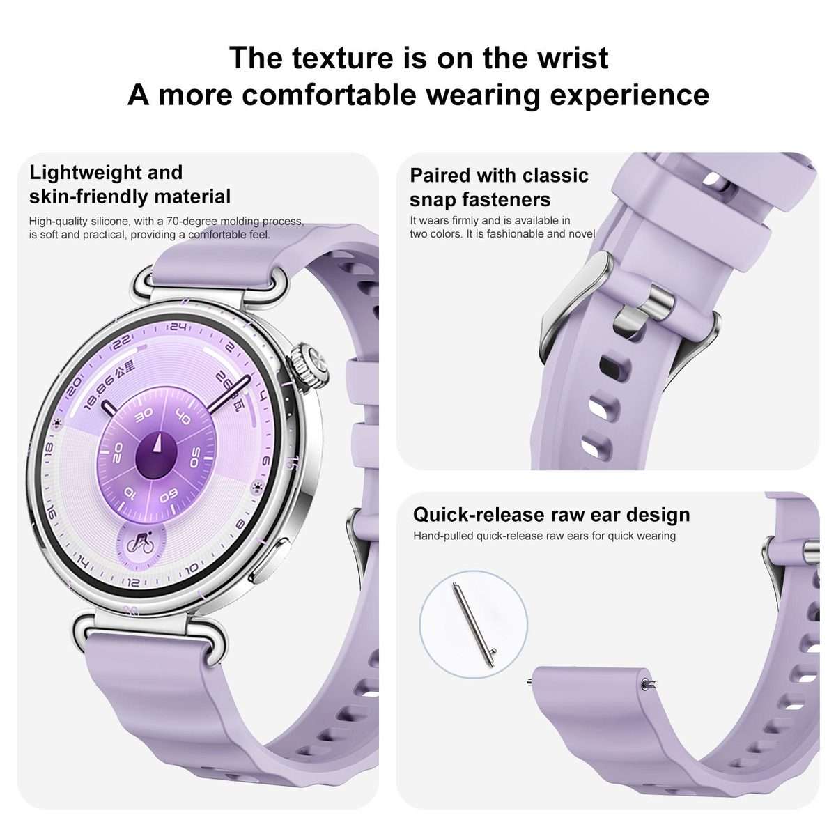 For Huawei Watch GT 6 / 5 / 4 41mm xDfind Quick Release Spring Bar Silver B ... (Starlight Purple)
