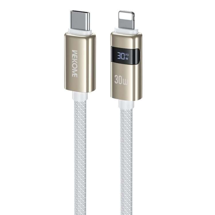 WK WDC-104 Raython 2 Digital Display 30W Type-C to 8 Pin Fast Charging Data Cable, Len ... (White)
