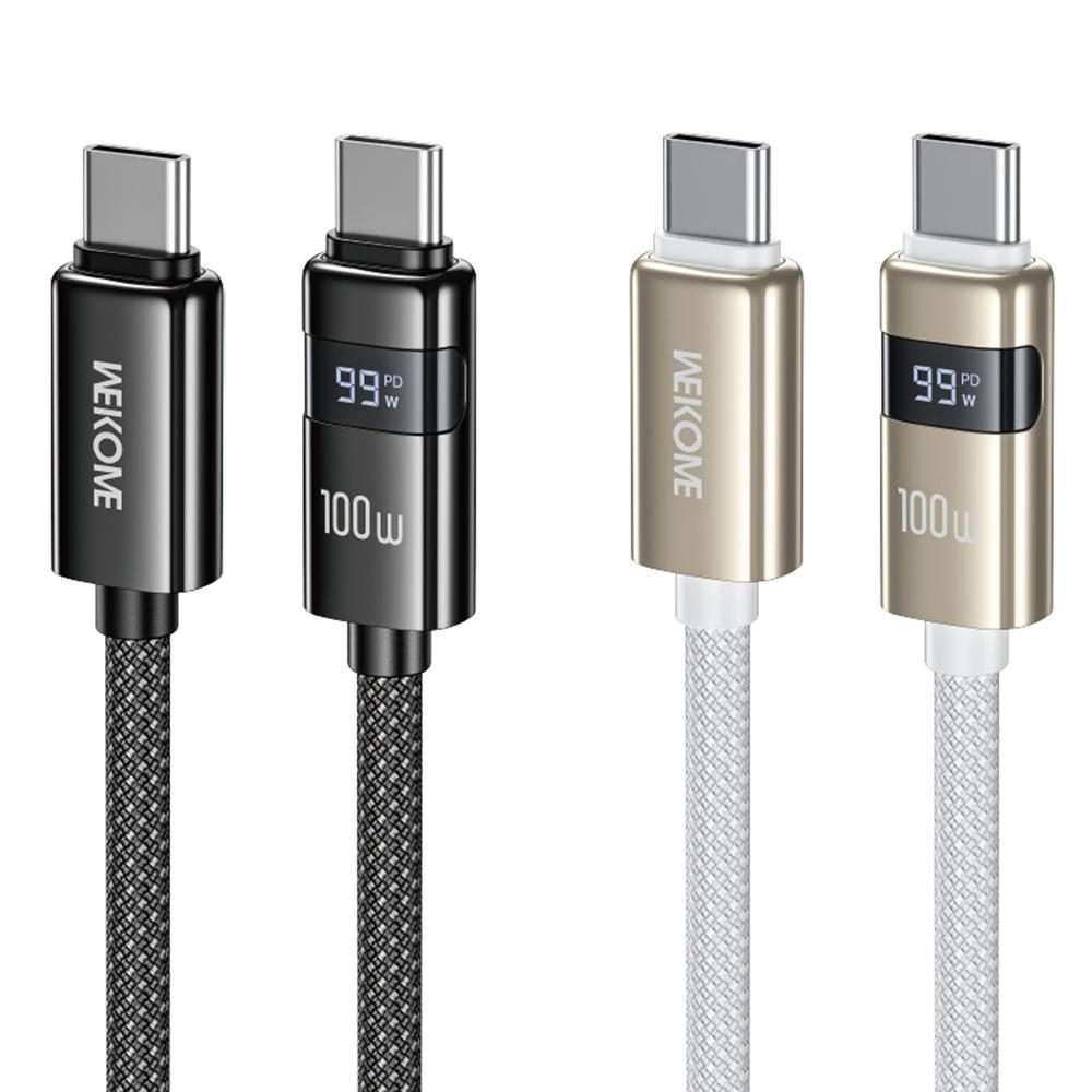 WK WDC-105 Raython 2 Digital Display 100W Type-C to Type-C Fast Charging Data Cable, L ... (Black)