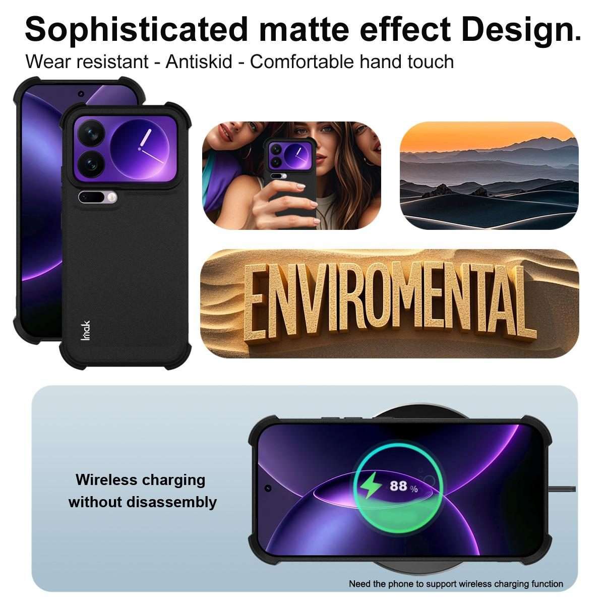 For Xiaomi 17 Pro imak Shockproof Airbag TPU Phone Case(Matte Black)