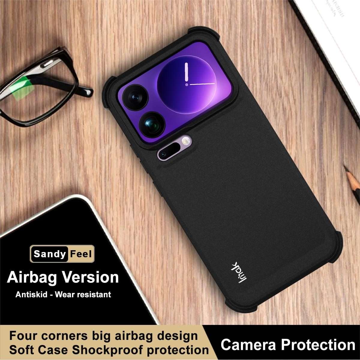 For Xiaomi 17 Pro Max imak Shockproof Airbag TPU Phone Case(Matte Black)