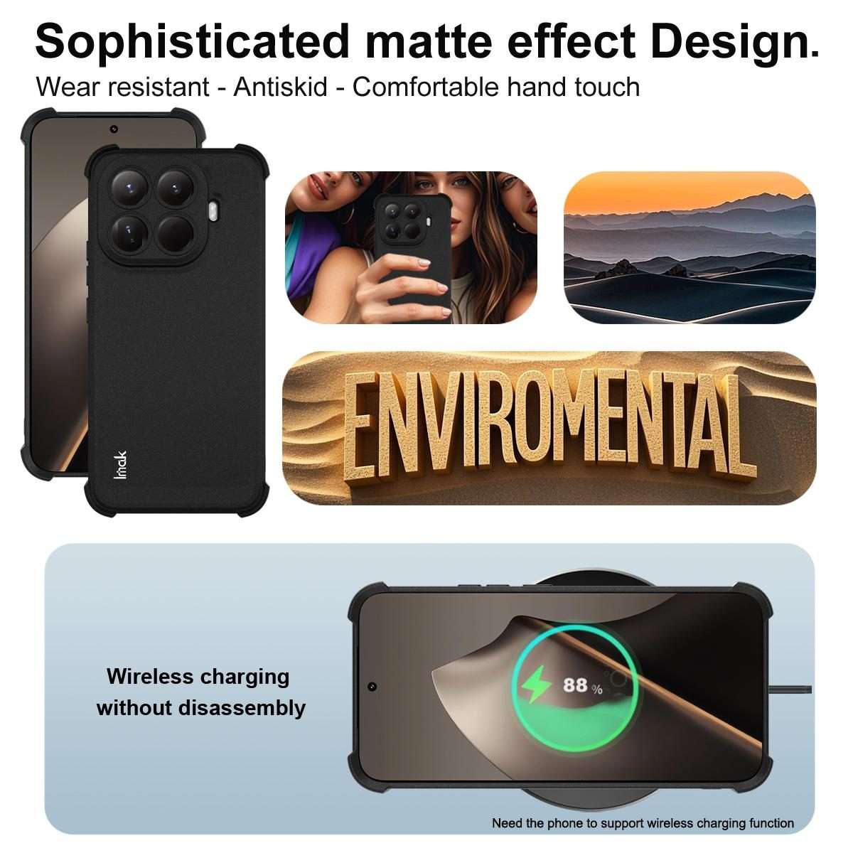 For Xiaomi 15T Pro 5G imak Shockproof Airbag TPU Phone Case(Matte Black)