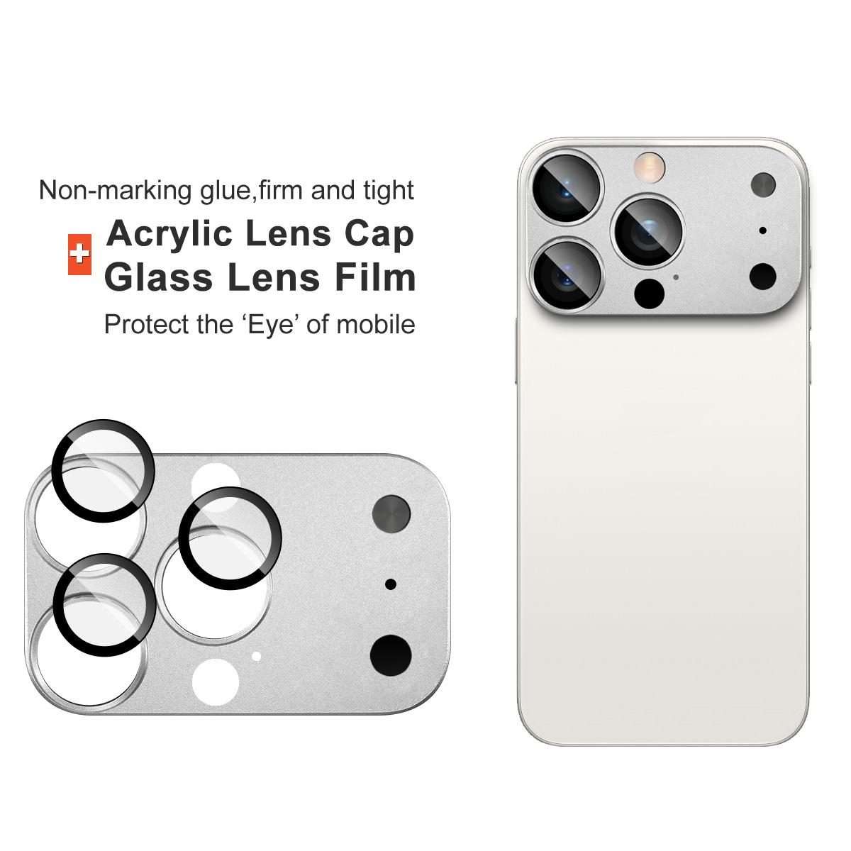 For iPhone 14 Pro/15 Pro/16 Pro imak Magic Style Lens Film, Imitating the Appearance ... (Orange)