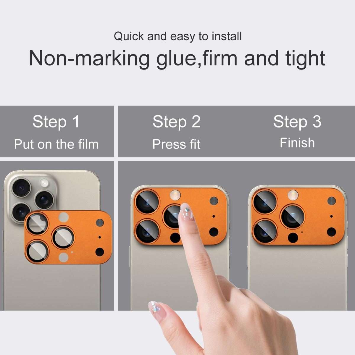 For iPhone 14 Pro/15 Pro/16 Pro imak Magic Style Lens Film, Imitating the Appearance ... (Orange)