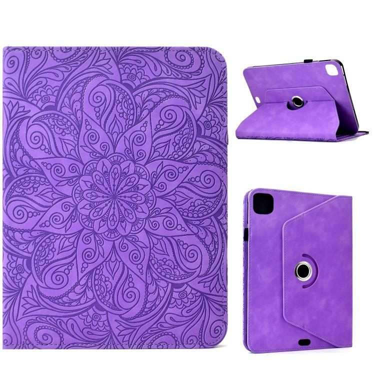 For iPad Air 11 2026 / 2025 / 2024 Rotatable Mandala Embossed Smart Leather Tab ... (Light Purple)