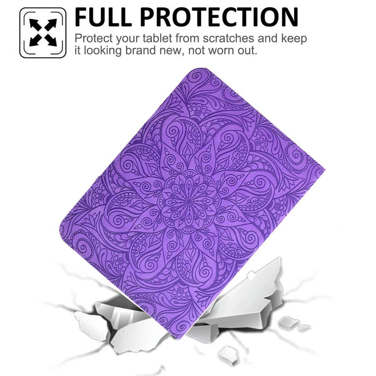 For iPad Air 11 2026 / 2025 / 2024 Rotatable Mandala Embossed Smart Leather Tab ... (Light Purple)