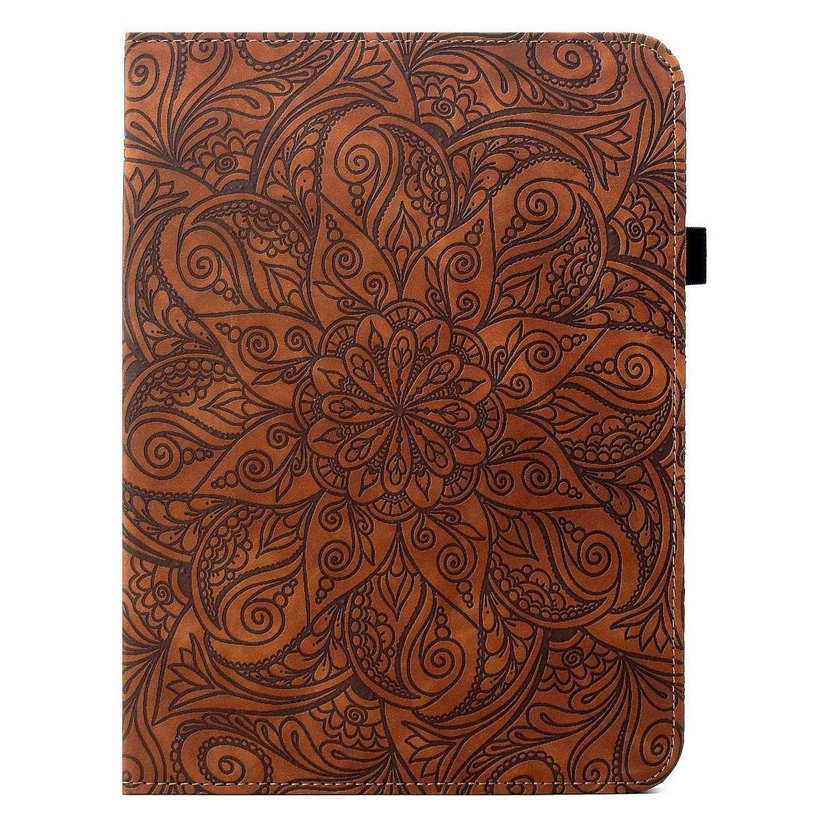 For iPad 10.2 2021 / Air 10.5 Rotatable Mandala Embossed Smart Leather Tablet Case(Brown)