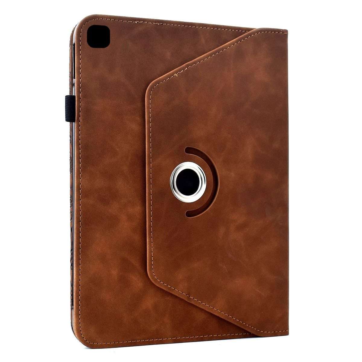 For iPad 10.2 2021 / Air 10.5 Rotatable Mandala Embossed Smart Leather Tablet Case(Brown)