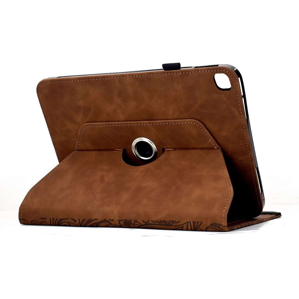 For iPad 10.2 2021 / Air 10.5 Rotatable Mandala Embossed Smart Leather Tablet Case(Brown)