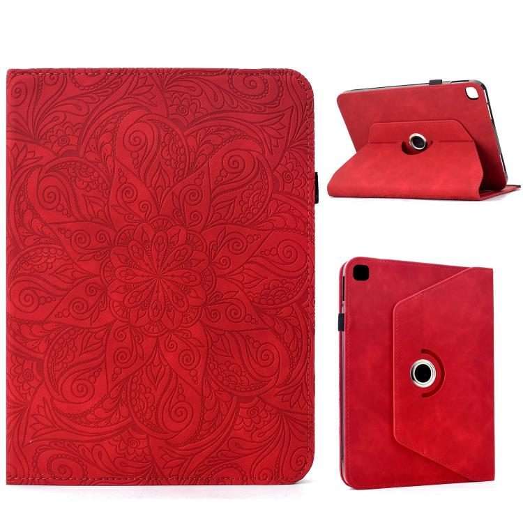 For iPad 10.2 2021 / Air 10.5 Rotatable Mandala Embossed Smart Leather Tablet Case(Red)