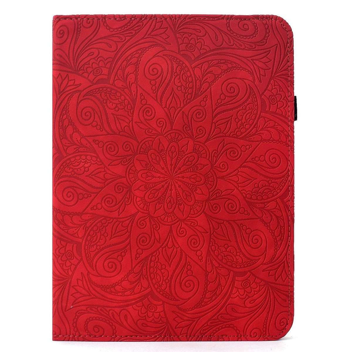 For iPad 9.7 2018 / 2017 / Air 2 / 1 Rotatable Mandala Embossed Smart Leather Tablet Case(Red)