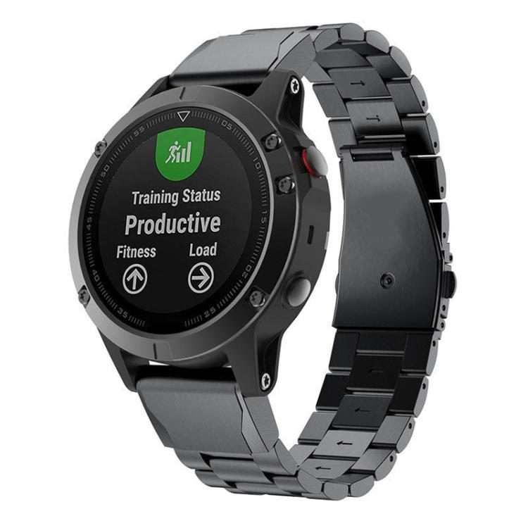For Garmin 22mm Integrated Three Beads Flat Buckle Titanium Alloy Quick Release Watch Band(Black)
