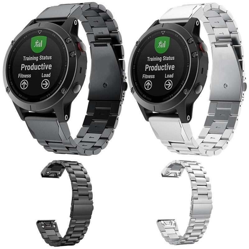 For Garmin 22mm Integrated Three Beads Flat Buckle Titanium Alloy Quick Release Watch Band(Black)