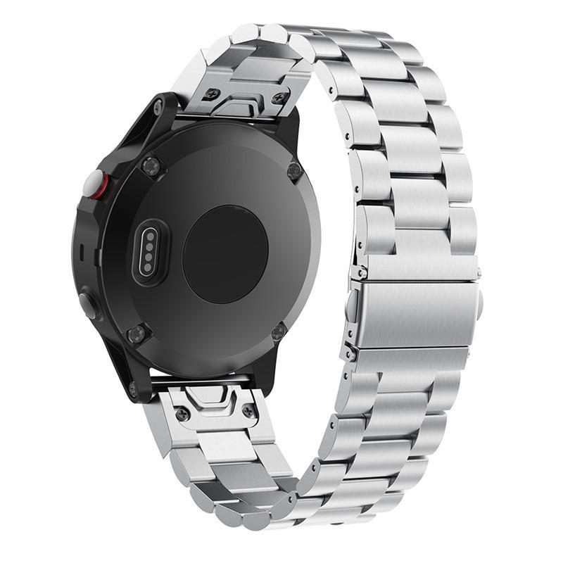 For Garmin 22mm Integrated Three Beads Flat Buckle Titanium Alloy Quick Release Watch Band(Silver)